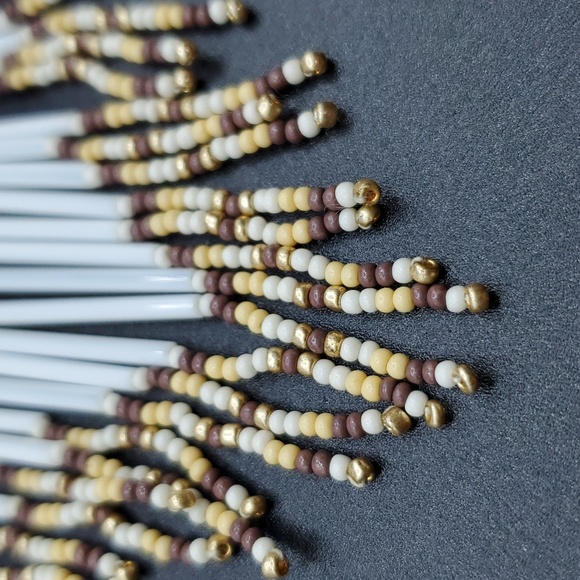 NWT Handmade Aztec Southwestern Indian Seedbead Tassel Dangle Earrings Plated - Picture 4 of 7